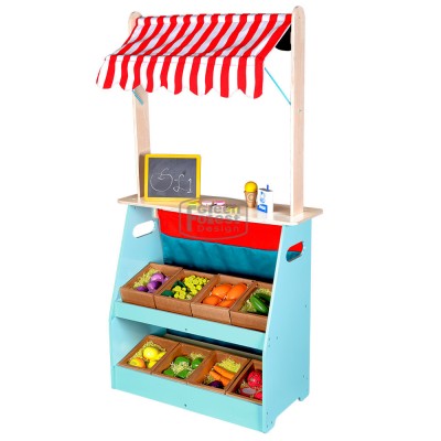 Performance theatre  for learning and education wooden market stand toy