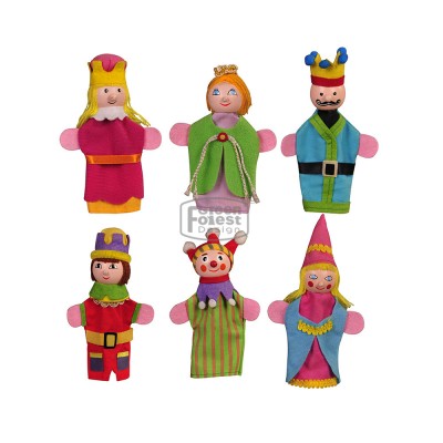 Vivid 4 inch Wooden Castle "Royalty" Puppet Set for Kids Pretend Finger ventriloquist puppets